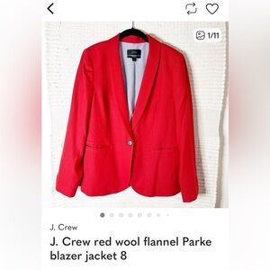 J. Crew red wool flannel Parke blazer jacket 8
